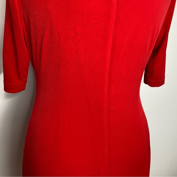 Vince Camuto Red Elbow Sleeve Ruched Sheath Dress - Picture 5 of 9